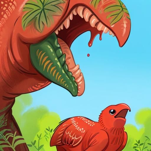 Prehistoric Landscape with Dinosaurs in Warm Colors