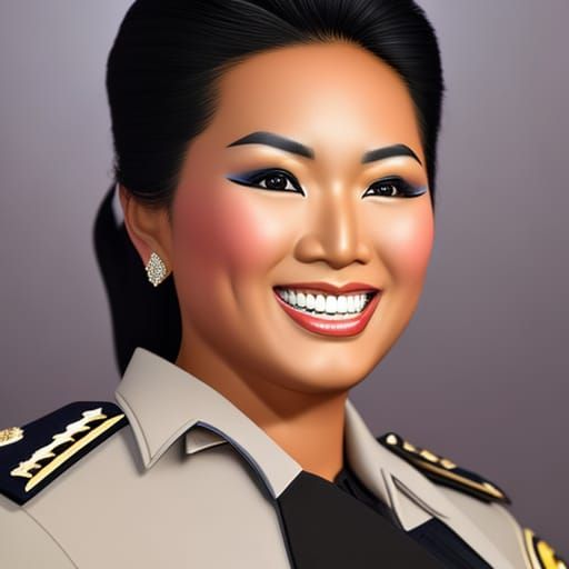 Realistic Asian Police Officer Portrait in 8K