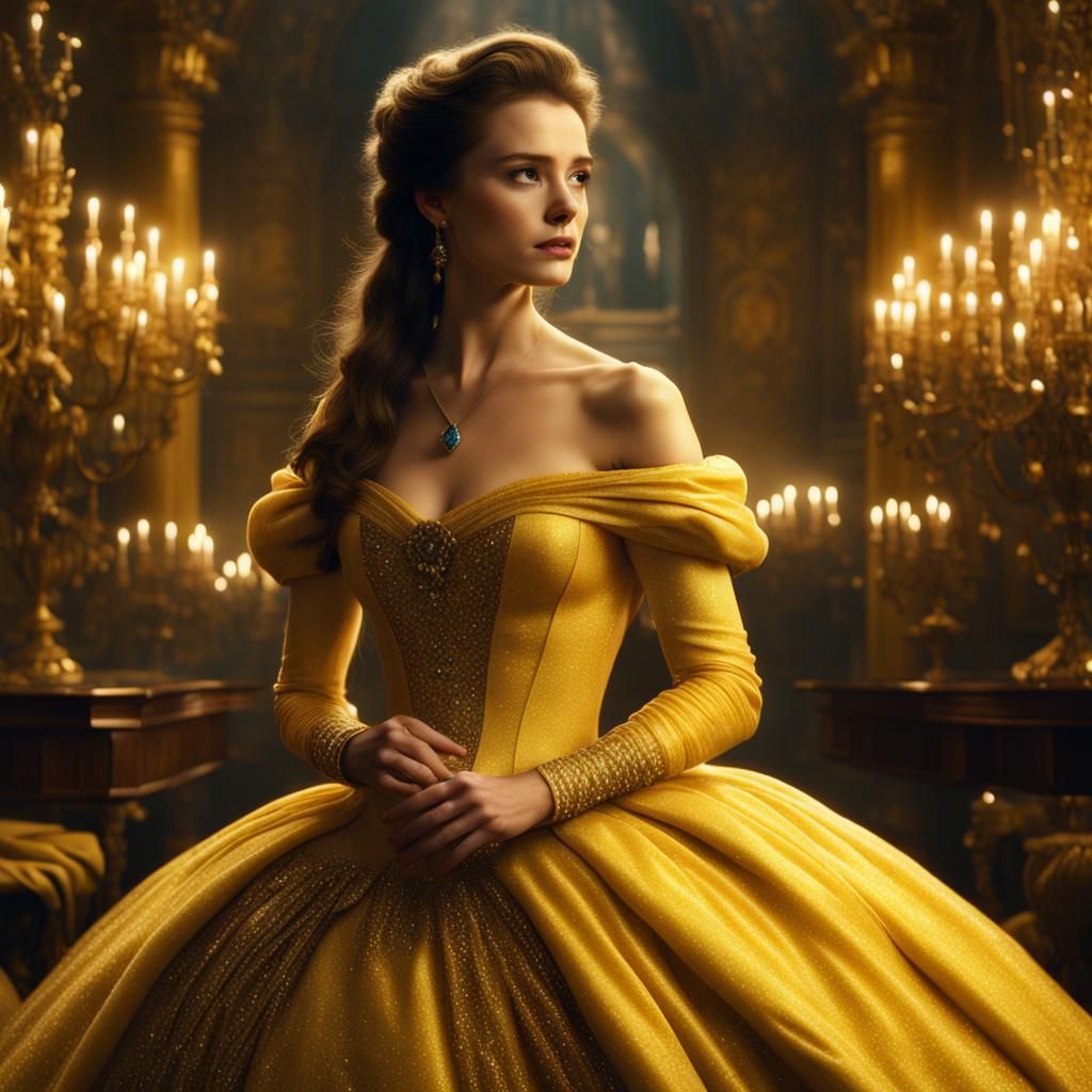 Woman in Sparkling Yellow Dress: Digital Matte Painting