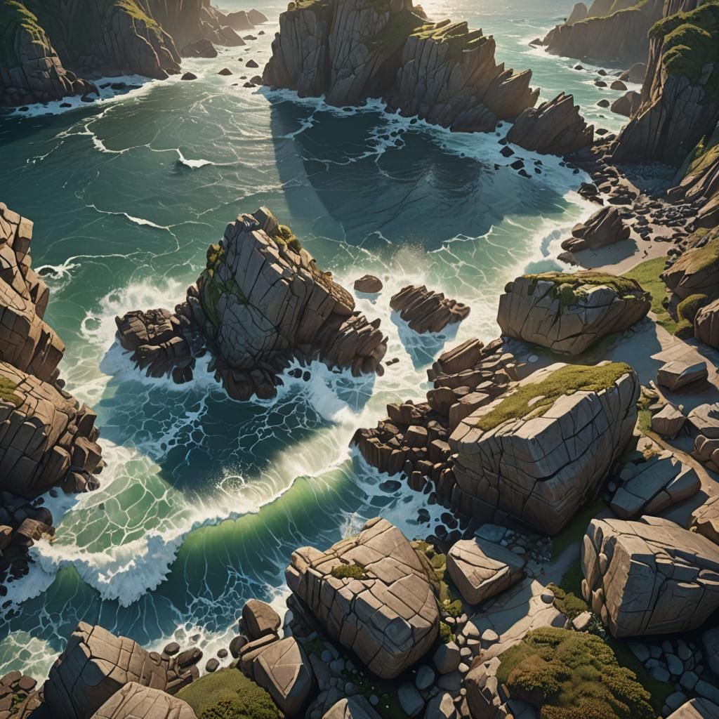 Fantasy Coastline Art in Miyazaki Style