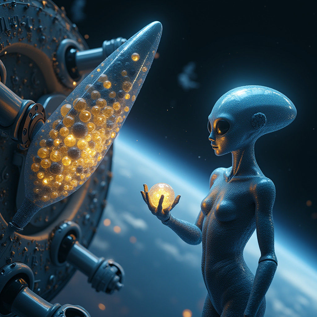 Alien Refuels Spacecraft Orbiting Earth