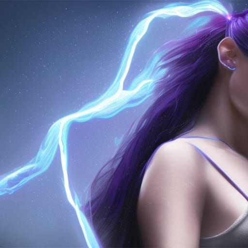 Celestial Woman with Constellation Skin, Digital Art