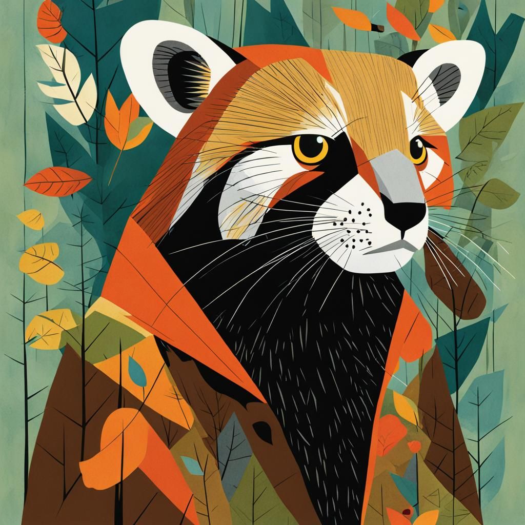 Abstract Bird Art in Charley Harper Style