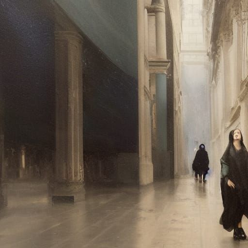 Woman in Hoodie: Romanticism Portrait in Goya Style