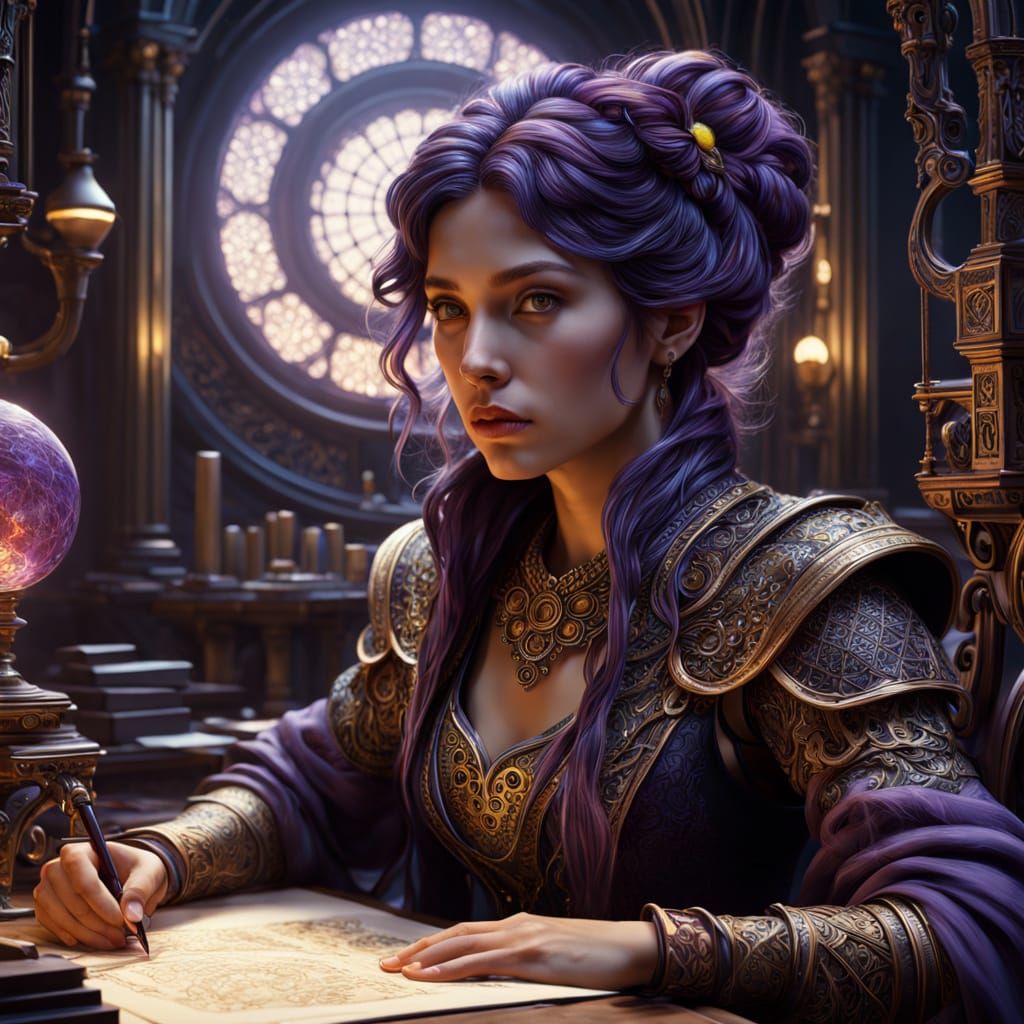 Woman Writer Contemplates Barrier: Digital Matte Painting