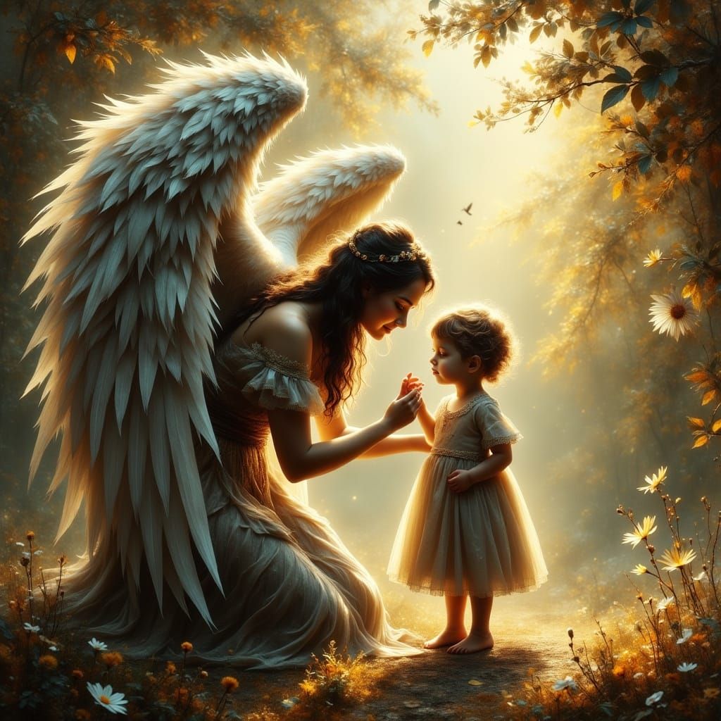 Angel Comforts a Child with Gentle Guidance