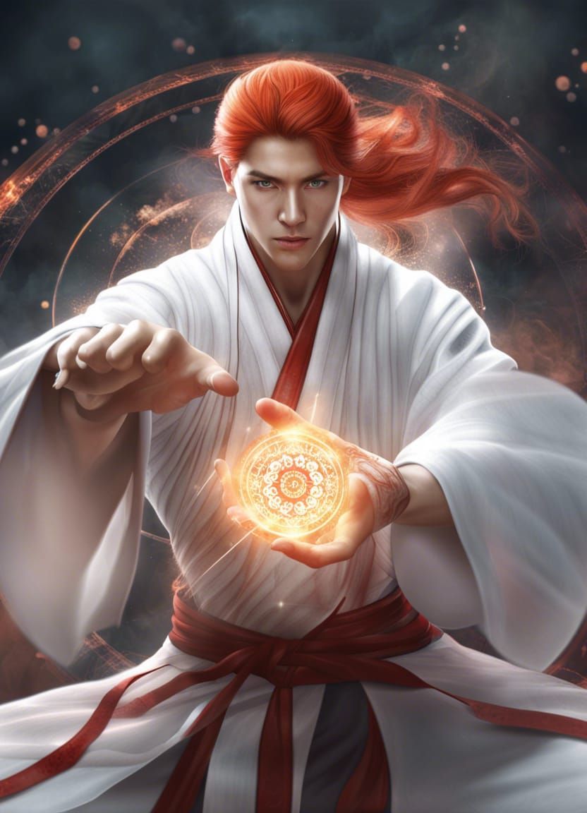 Korean Style Mage Casting Magic Portrait