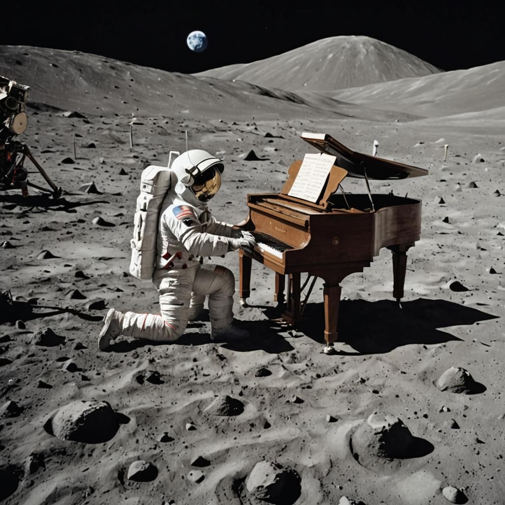 Astronaut Plays Piano on the Moon
