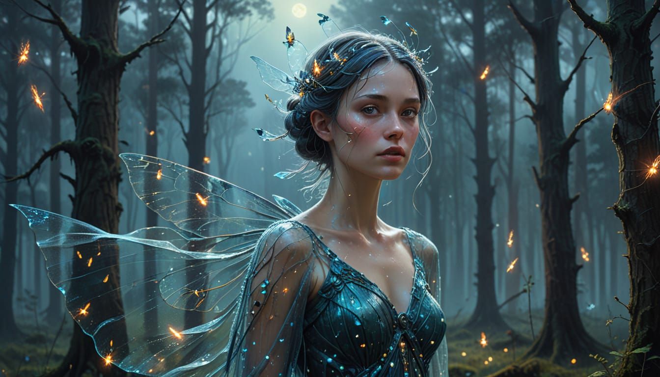 Ethereal Fairy Goddess in Dreamlike Forest Scene