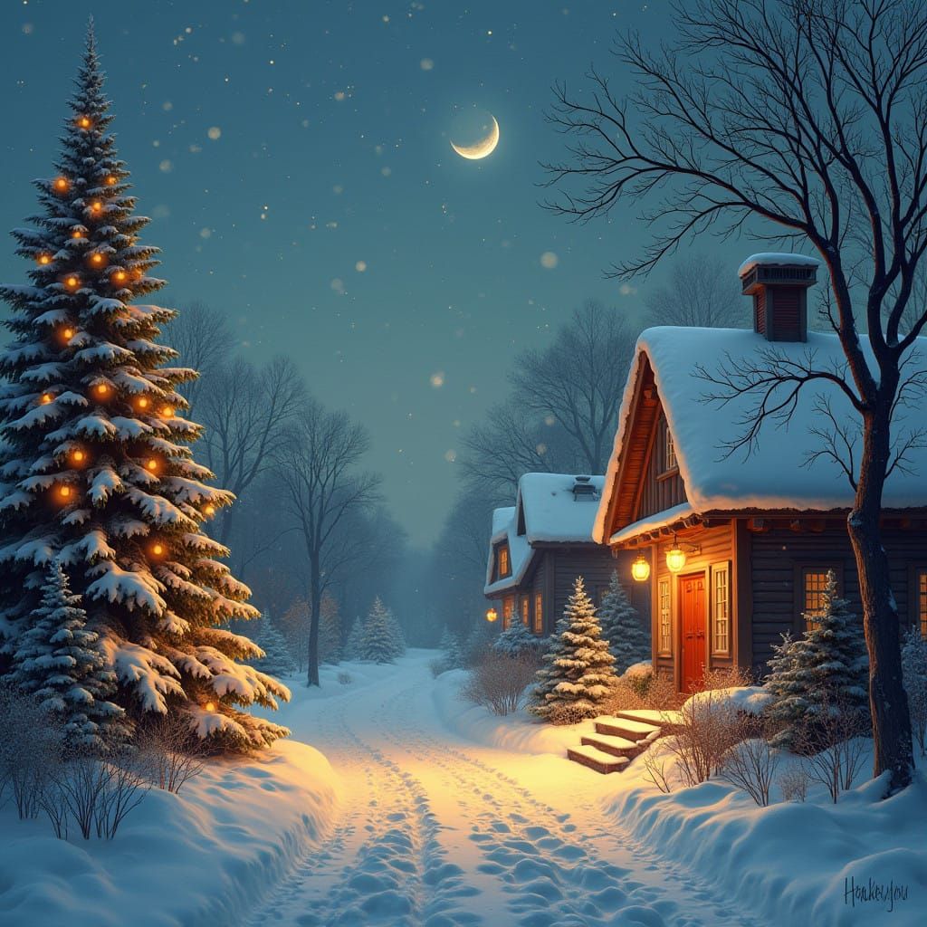 Magical Winter Snowscape in a Festive Christmas Setting