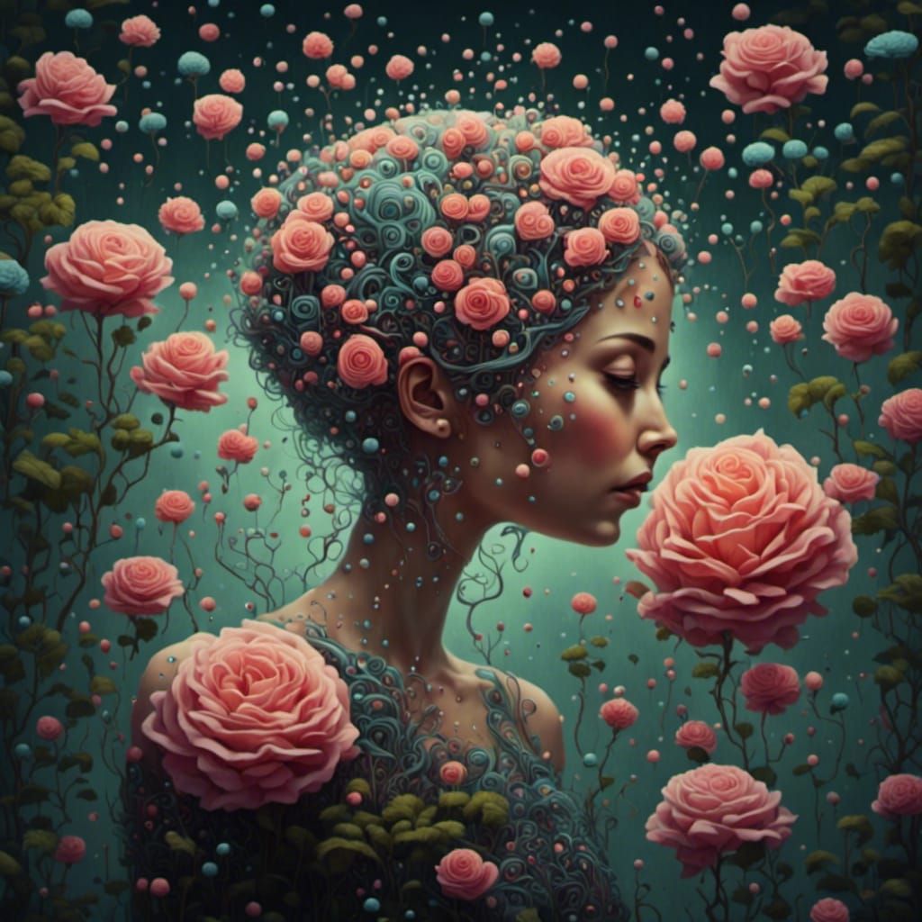 Surreal Neurographic Roses in a Fantasy Style