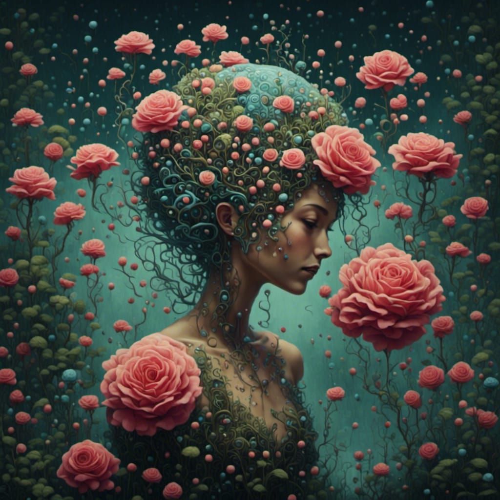 Surreal Neurographic Roses in a Fantasy Style