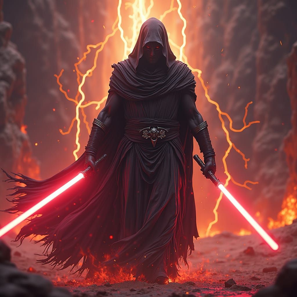 Sith Emperor Unleashes Force Lightning on Mustafar