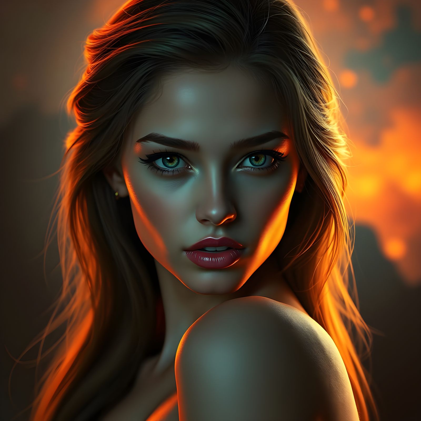 Elegant Woman in Dramatic Post-Apocalyptic Setting