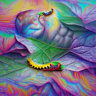 Psychedelic Caterpillar Feast in High Resolution
