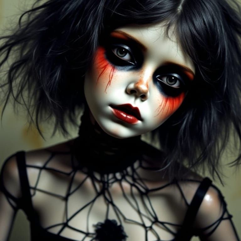 Goth Girl Marionette in Claymation Style