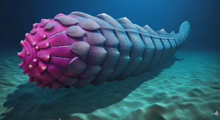 Ocean Sea Cucumber in Pixar Style 3D Rendering