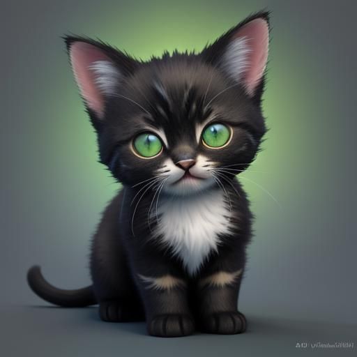 Adorable Kitten in Pixar-Style 3D Rendering