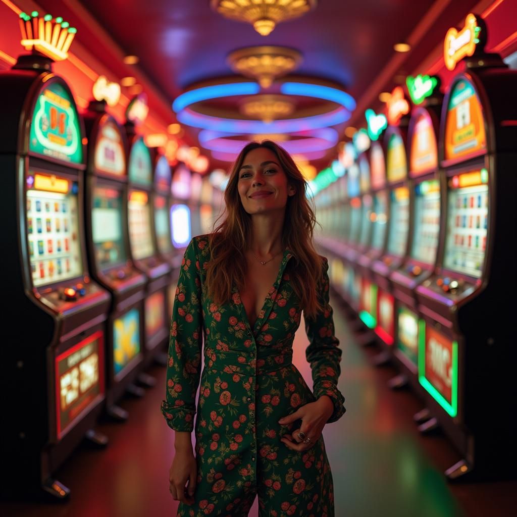 Smiling Casino Owner Surrounded by Games in Pop Art Style