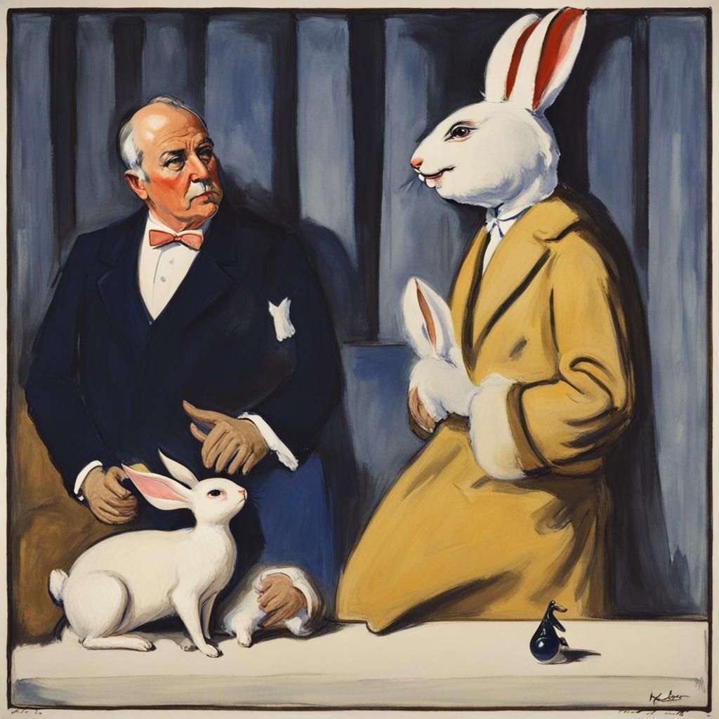 Rabbit and Puppet in Early 20th Century Style
