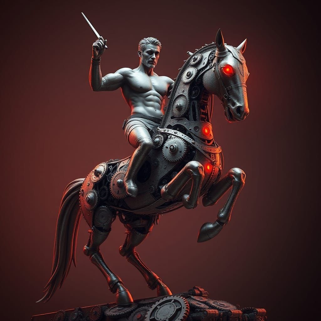 Mechanical Centaur in Industrial Futurist Style