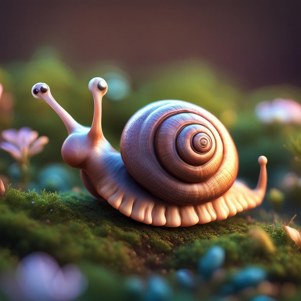 Detailed Cute Snail Concept Art in 8K