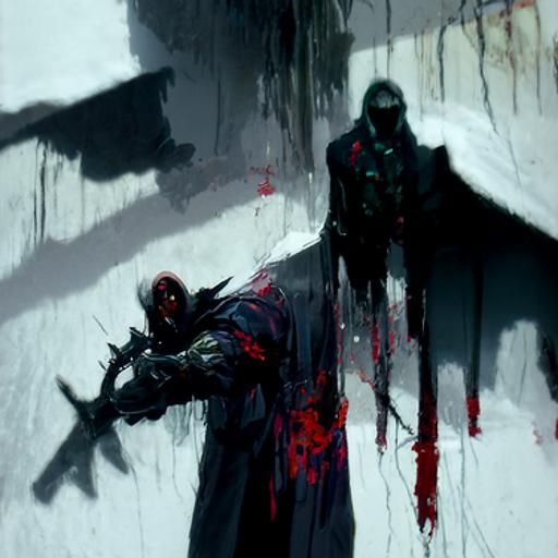 Violent Murder Scene in Dark, Sinister Style