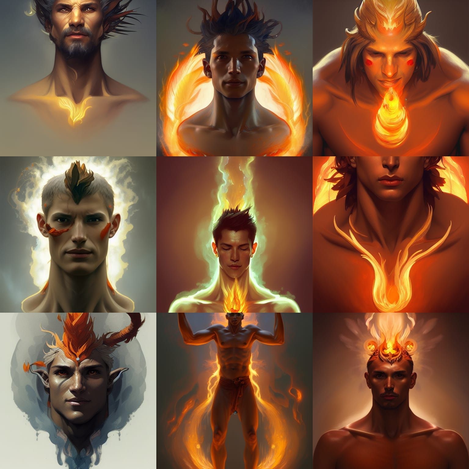Elemental Spirits Portrait in Hyperdetailed Style
