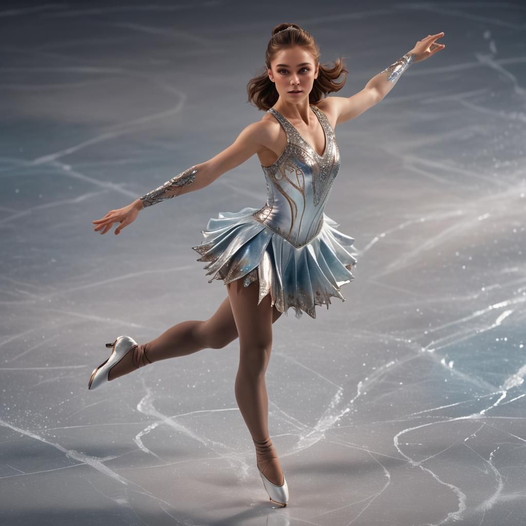 Figure Skater in Silver Dress: Fantasy Art