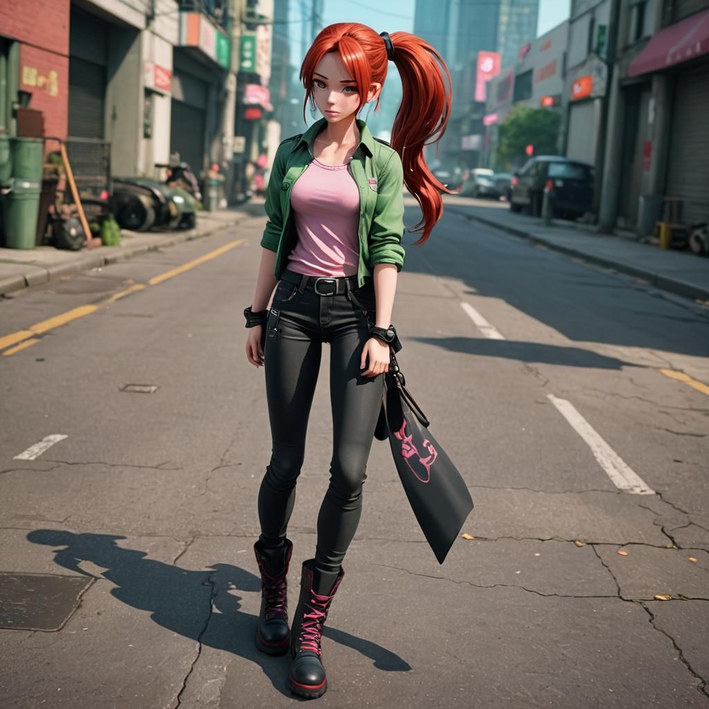 Anime-Style 3D Concept Art of Athletic Woman Vicky