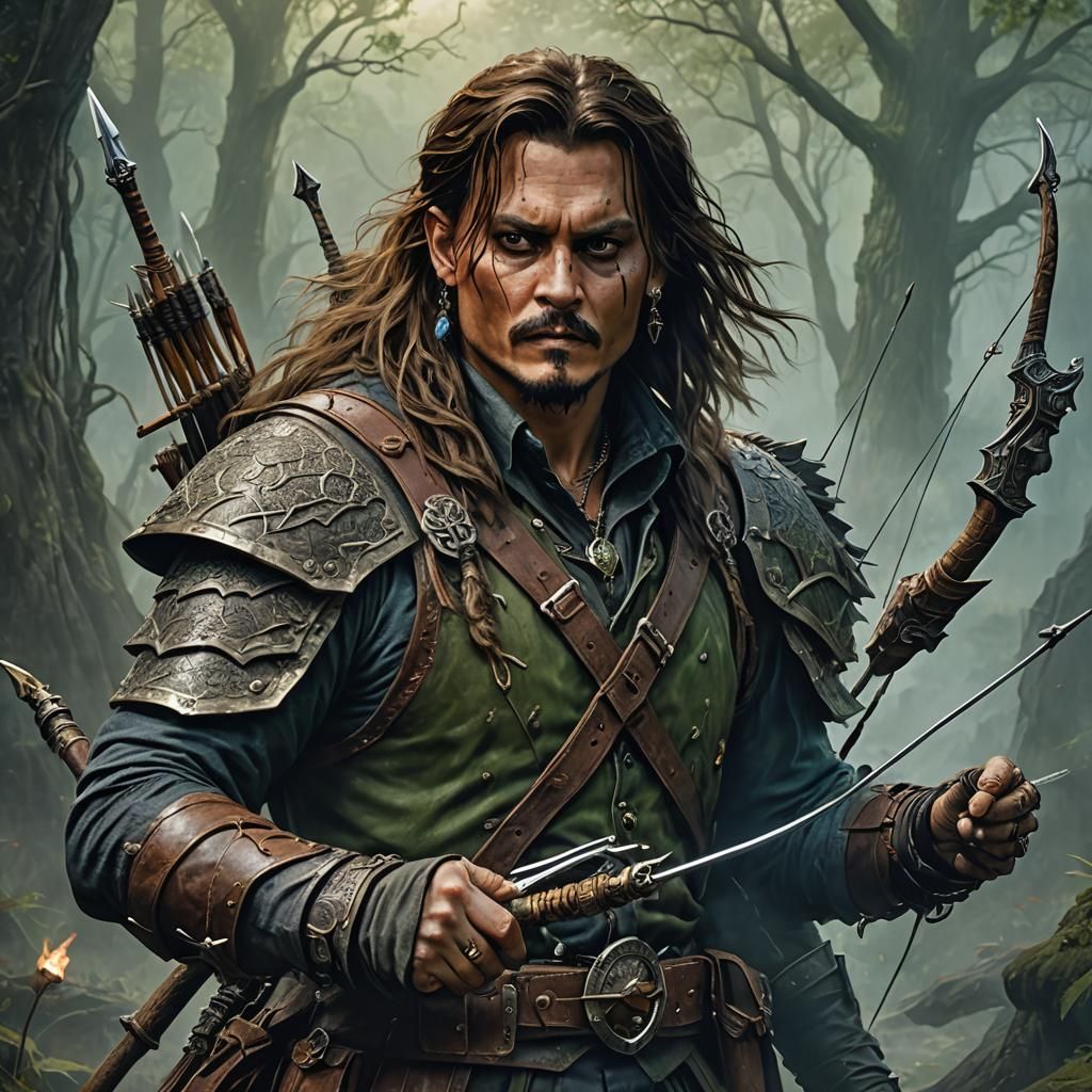 Fantasy Ranger Portrait in Dark Fantasy Style