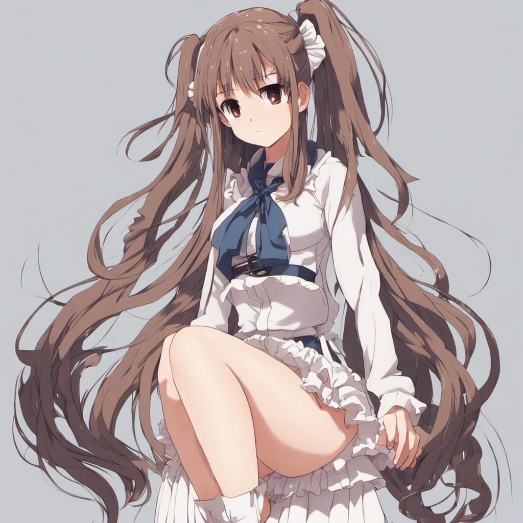 Anime Girl with Long Hair in Manga Style