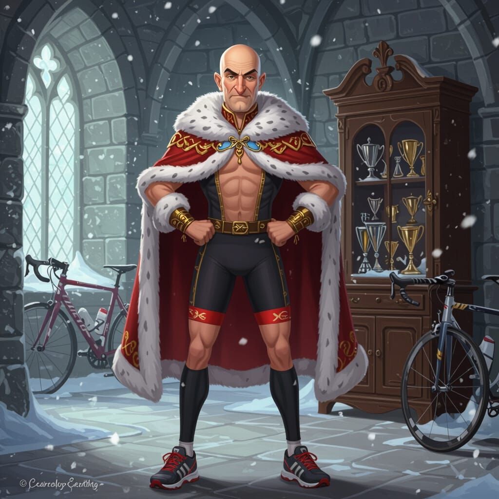 Winter Baron in Castle Hall - Whimsical Fantasy Art