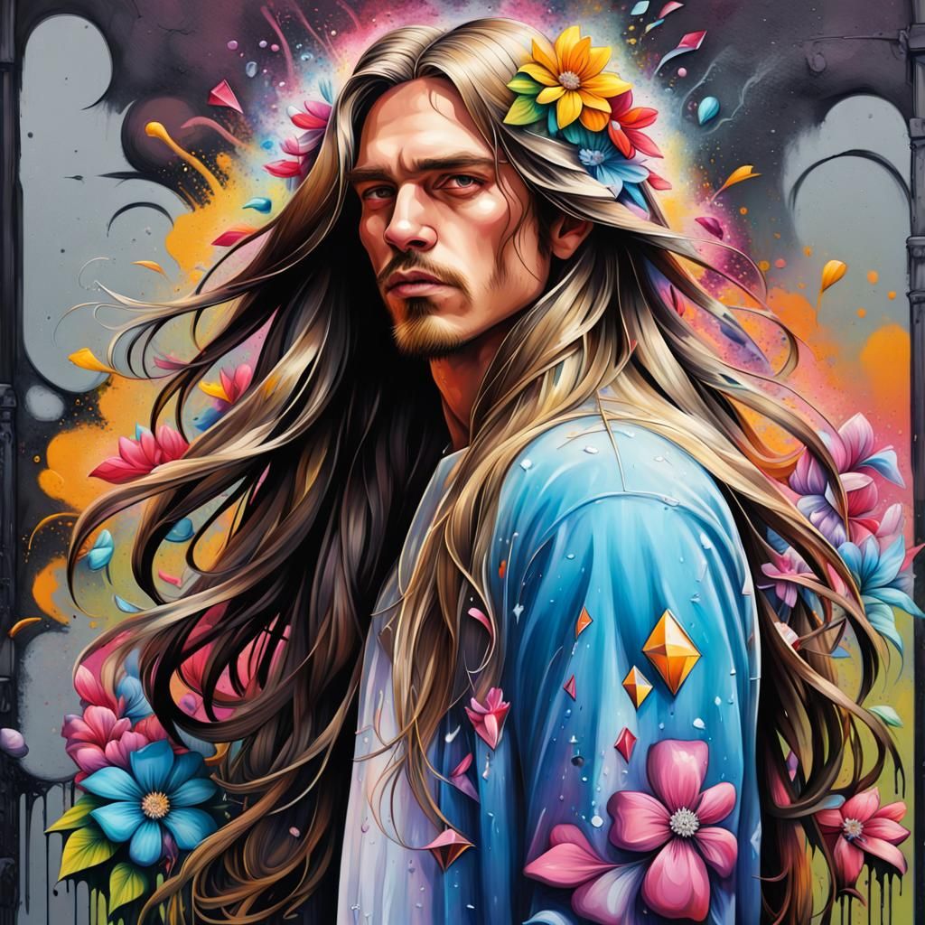 Colorful Diamond King in Graffiti Street Art