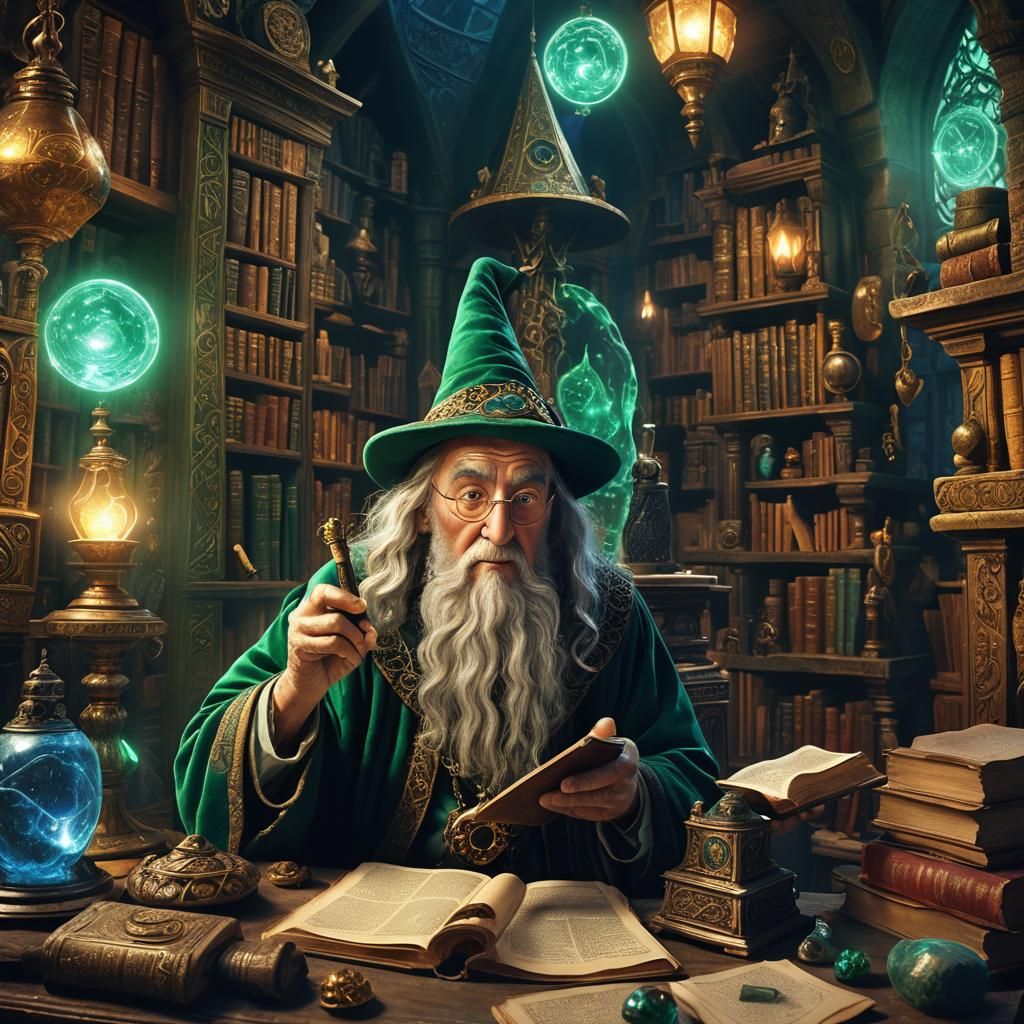 Mystical Wizard Lectures on Phone: Fantasy Concept Art