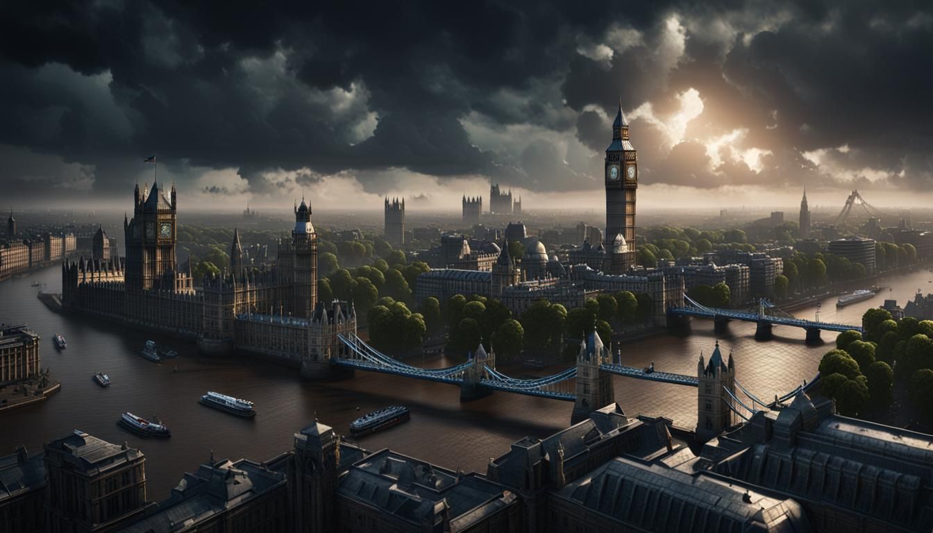 London Under Dark Clouds: 3D Game Cinematic