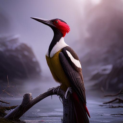 Detailed Woodpecker Mashup: Fantasy Concept Art