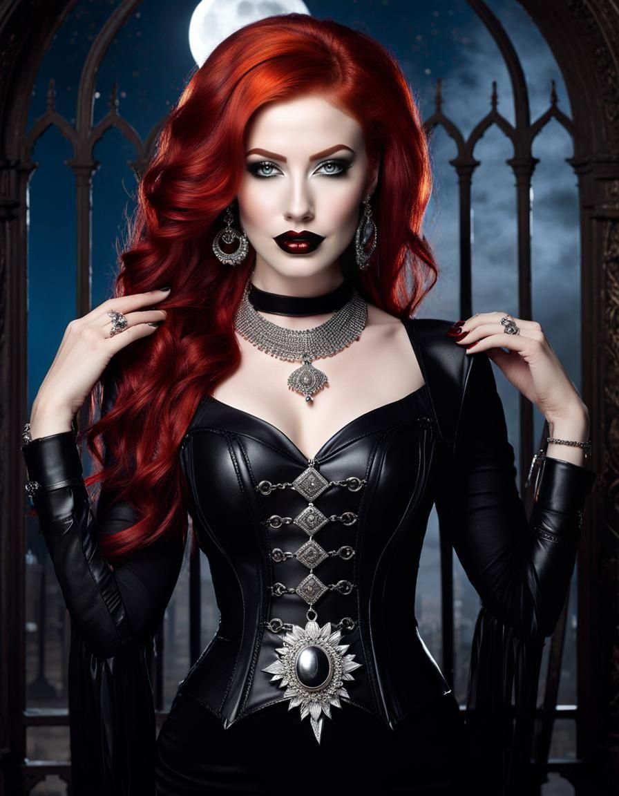 Gothic Woman Portrait in Alcohol Ink Style