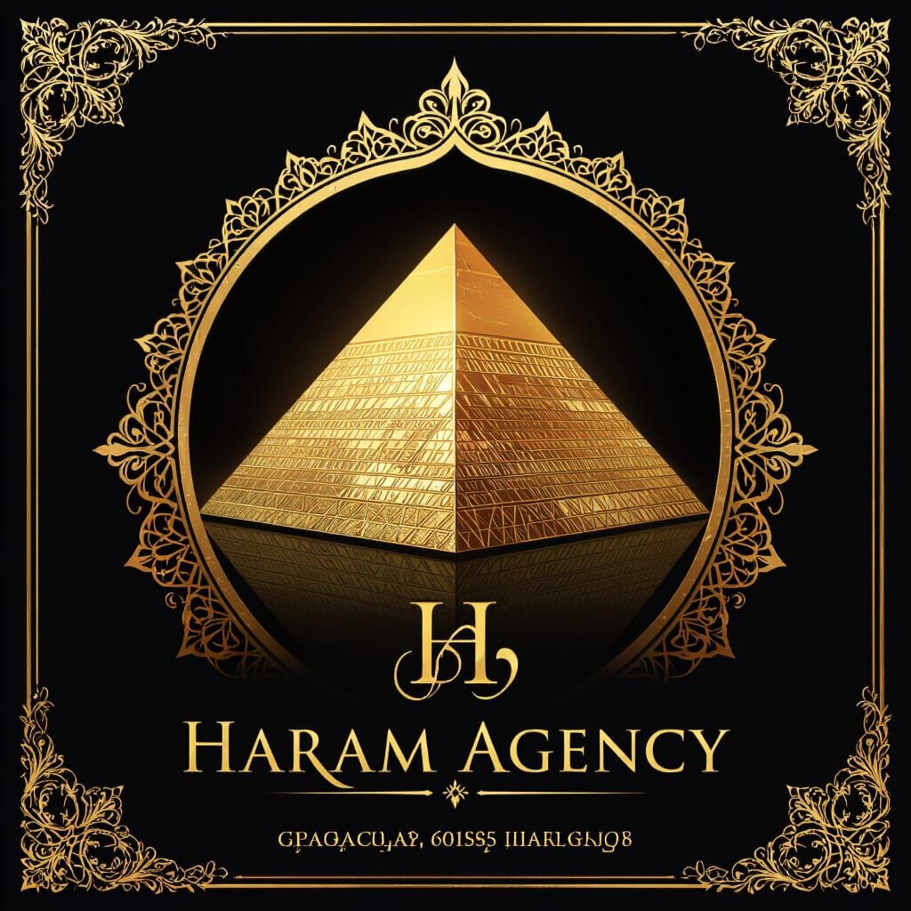 Luxury Poster with Golden Pyramid and Arabic Calligraphy