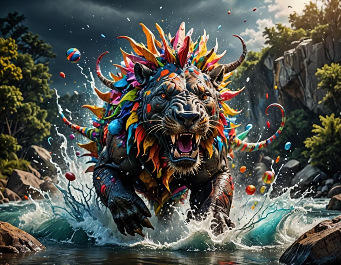 Prehistoric Animal in Big Bang, Hyperrealistic