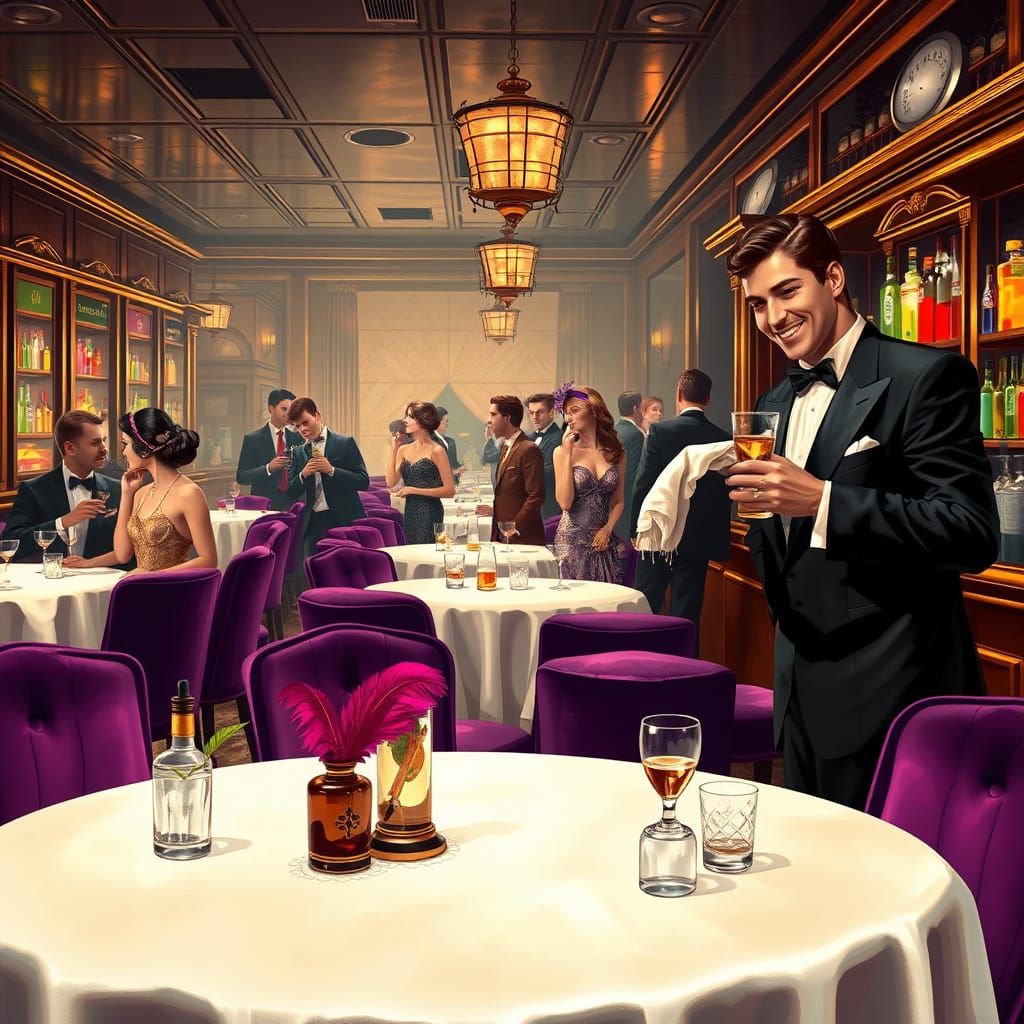 Roaring 20s Speakeasy Scene in Photorealistic Style
