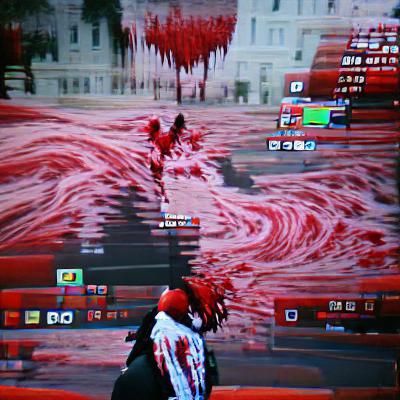 Abstract Glitch Art in Red and Black