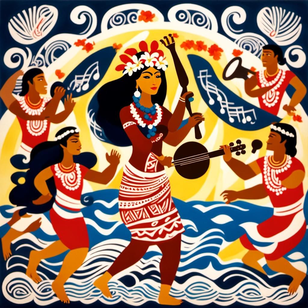 Hi'iaka: Hawaiian Goddess of Dance in Gouache