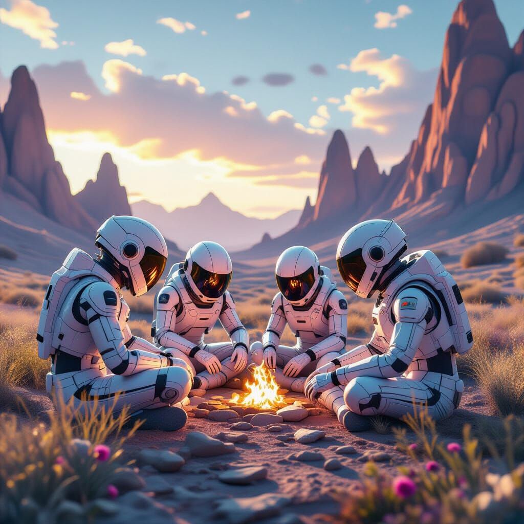 Humans Crafting Realities in Dreamlike Landscape