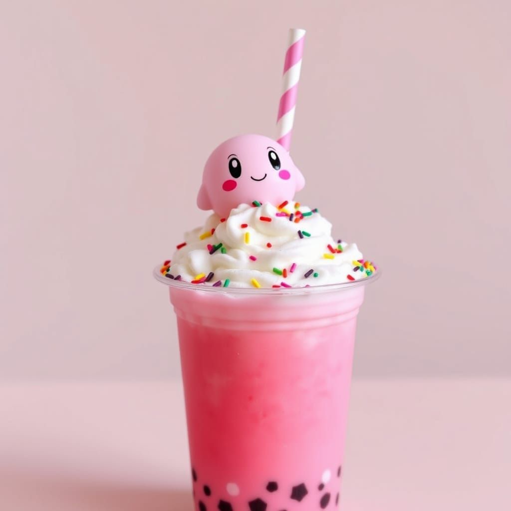 Kirby Boba Tea in Takashi Murakami Style