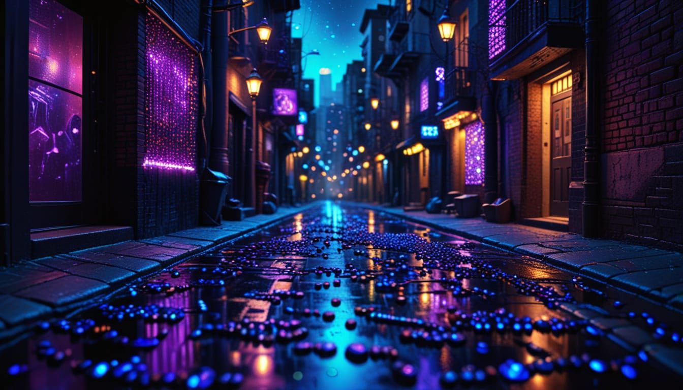 Cityscape of Beads: A Nighttime Macro Photograph