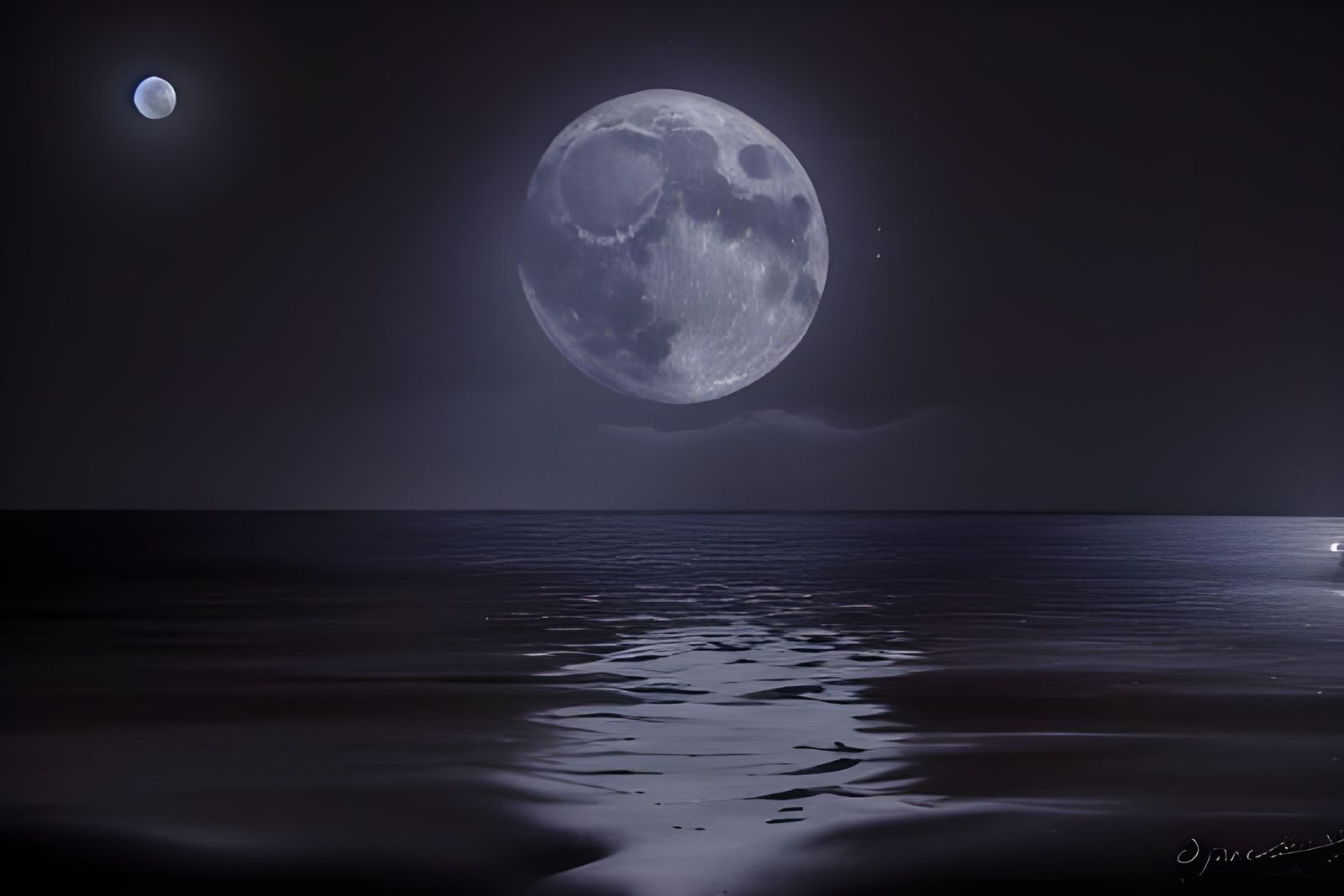 Ethereal Moonlit Lake at Night: Detailed Matte Painting