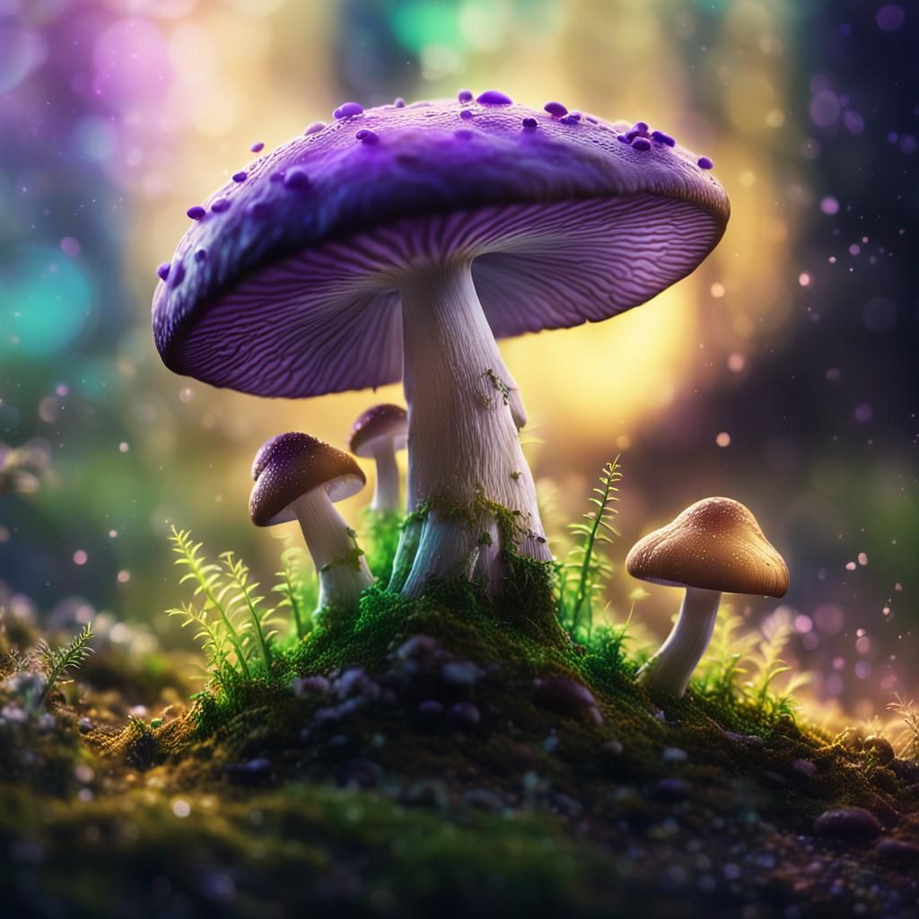 Mushroom Spawning in Vibrant Natural Environment