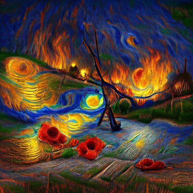 Minimalist Fire at Night