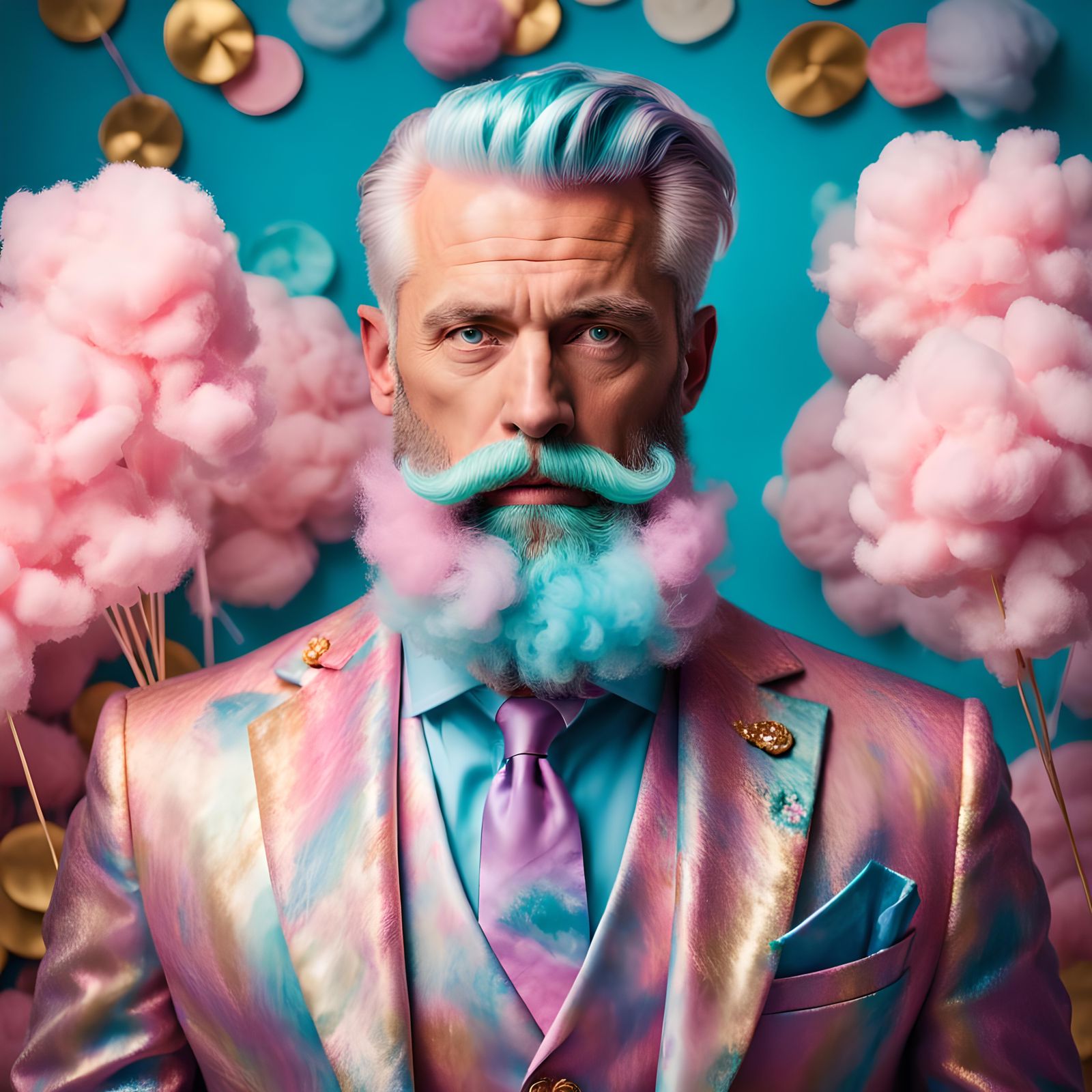 Dapper Man with Cotton Candy Beard in HDR